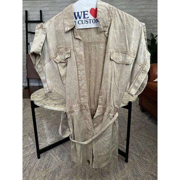 Young Fabulous & Broke Uma Romper Washed Light Grey Front Button Womens Size S - Picture 2 of 7